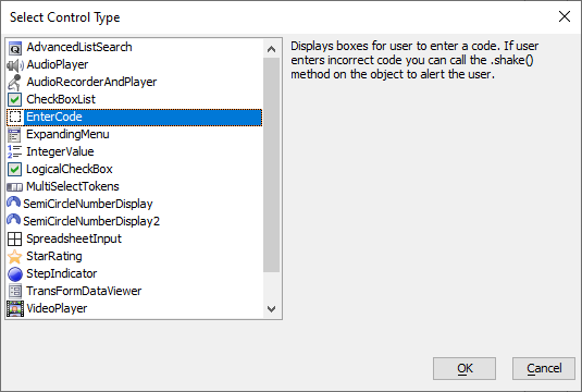 Select EnterCode from the list